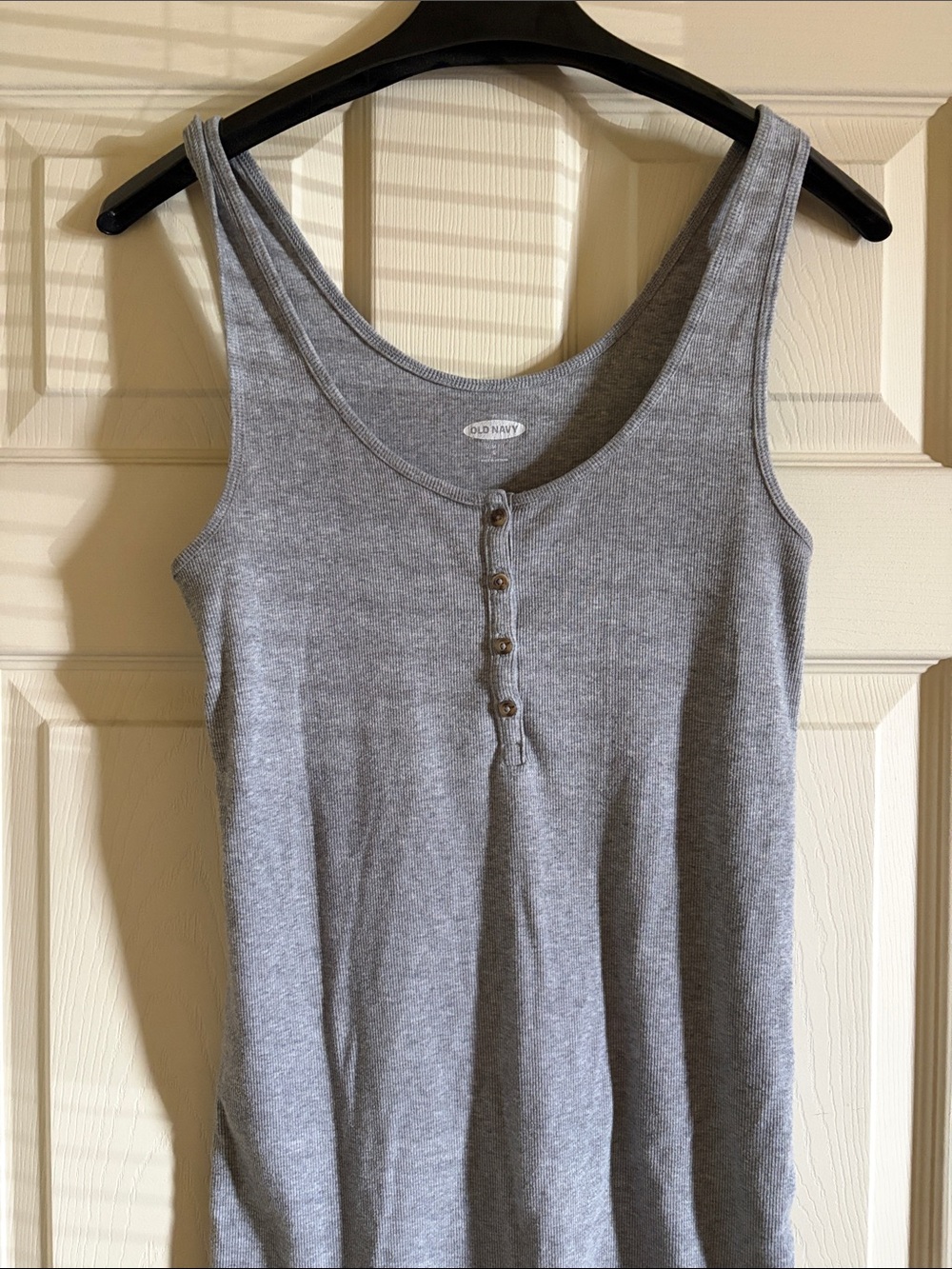 Old Navy Light Gray Ribbed Tank with Henley Buttons